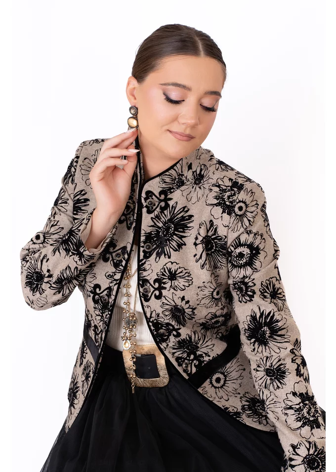 Sacou din lana imprimata Floral Majesty