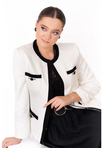 Sacou elegant gofrat chic in contrast