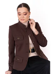 Sacou elegant maro espresso din stofa