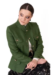 Sacou ethereal green din stofa de lana cu nasturi bijuterie