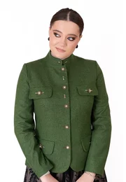 Sacou ethereal green din stofa de lana cu nasturi bijuterie