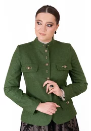 Sacou ethereal green din stofa de lana cu nasturi bijuterie