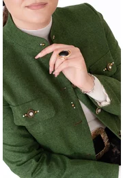 Sacou ethereal green din stofa de lana cu nasturi bijuterie