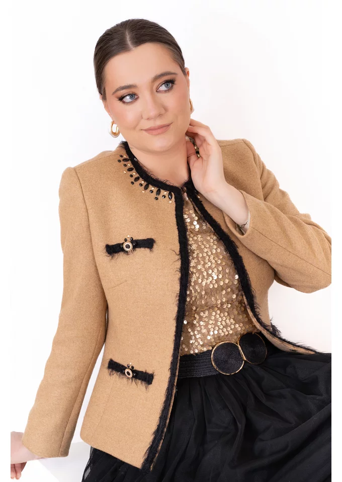 Haina glam beige din lana soft