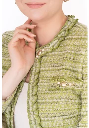 Sacou Golden Green din tweed cu pietre