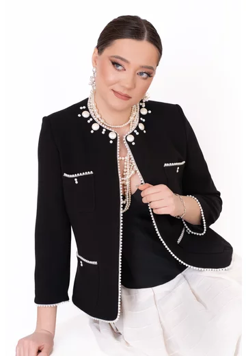 Sacou pearl rain cu buzunare din stofa premium