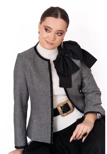 Sacou silver mirror cu funda diafana