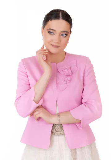 Sacou sweet rose din in cu flori ton in ton