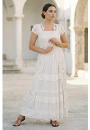 Vesta alba din macrame Boho Style