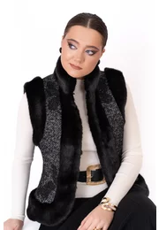 Vesta gray opulence din lana pepit cu blanita soft