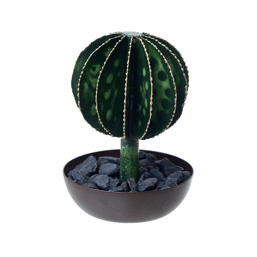 Poza Cactus Floare artificiala ghiveci mic, Metal, Verde