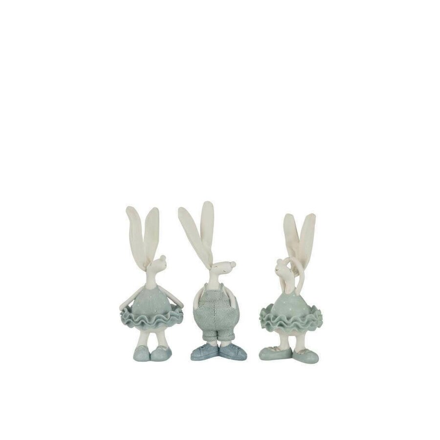 Rabbit Dancing Set 3 decoratiuni mici, Polirasina, Albastru