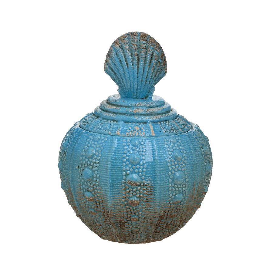 Shell Vas decorativ cu capac, Ceramica, Albastru