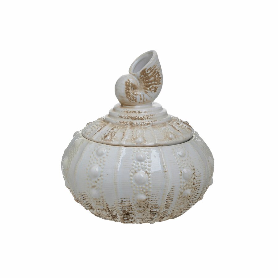 Snail Vas decorativ cu capac, Ceramica, Alb