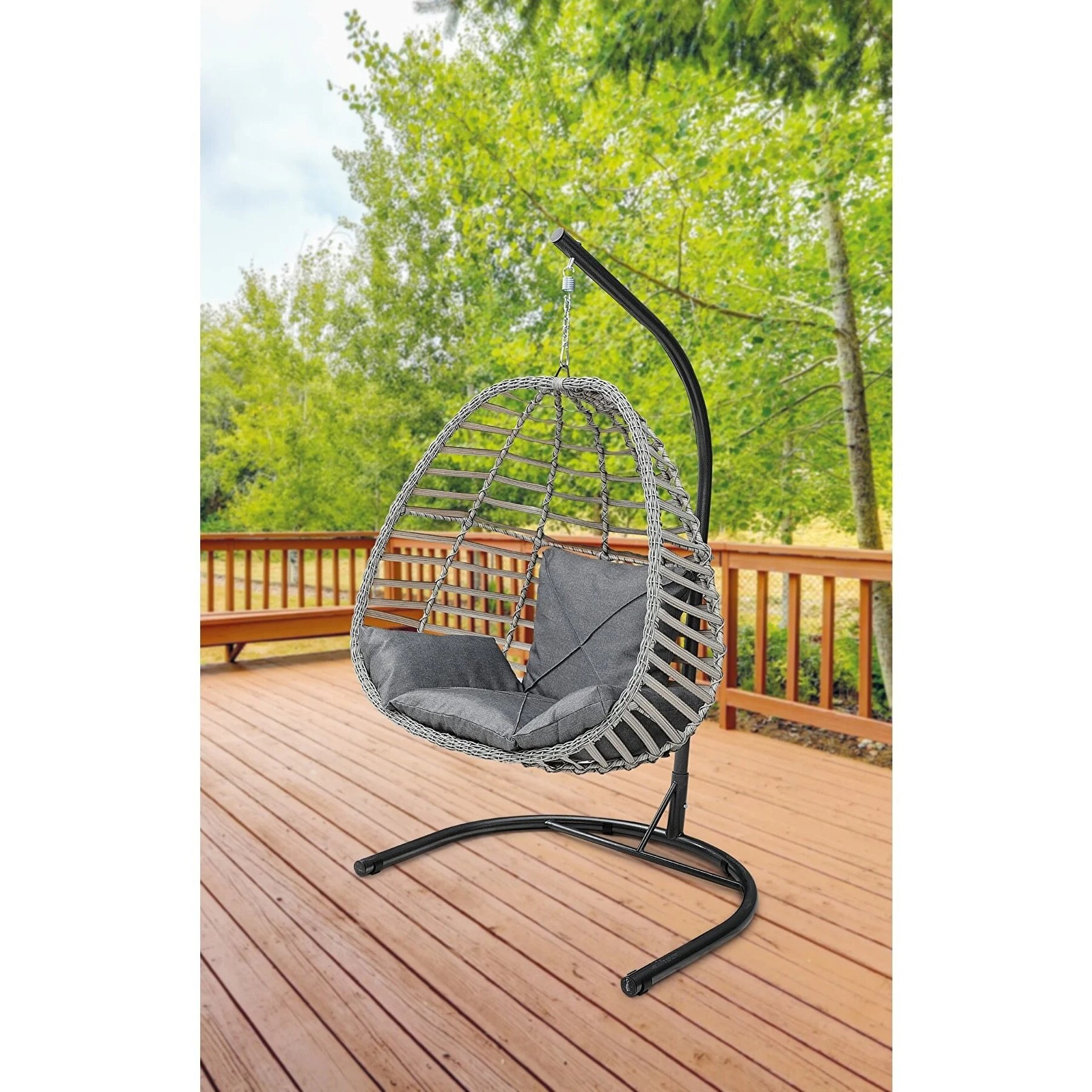 Balansoar de gradina Rattan, 120x106x214 Cm, Gri