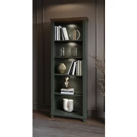 Biblioteca Cu Polite Evora, 71x42x200 cm, Verde/Stejar Lefkas