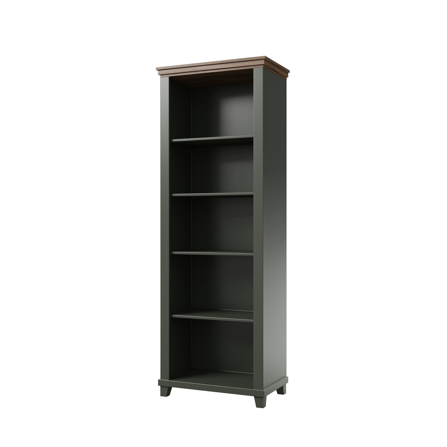 Biblioteca Cu Polite Evora, 71x42x200 cm, Verde/Stejar Lefkas
