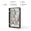 Biblioteca Fitt FP-01, 125x33x210 cm, Pal Melaminat, Grafit/Stejar/Gri Lucios picture - 5