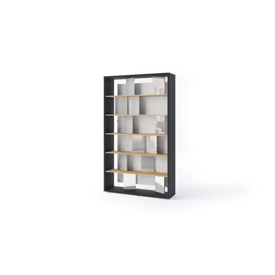 Biblioteca Fitt FP-01, 125x33x210 cm, Pal Melaminat, Grafit/Stejar/Gri Lucios picture - 3