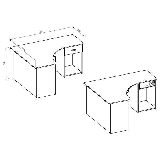 Birou de Colt Corner-2497LU03, 155x125x75 cm, Alb picture - 8