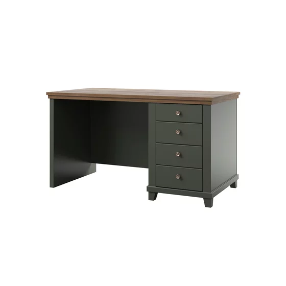 Birou Evora 4 Sertare, 140x77x70 h cm, Verde/Stejar Lefkas picture - 1