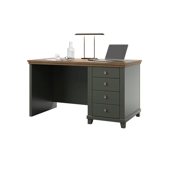 Birou Evora 4 Sertare, 140x77x70 h cm, Verde/Stejar Lefkas picture - 2