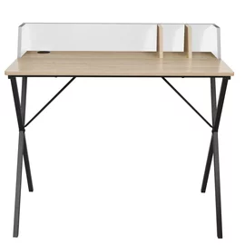 Birou Ivra, 90x50x85 CM, Metal/Pal Melaminat, Alb/Stejar