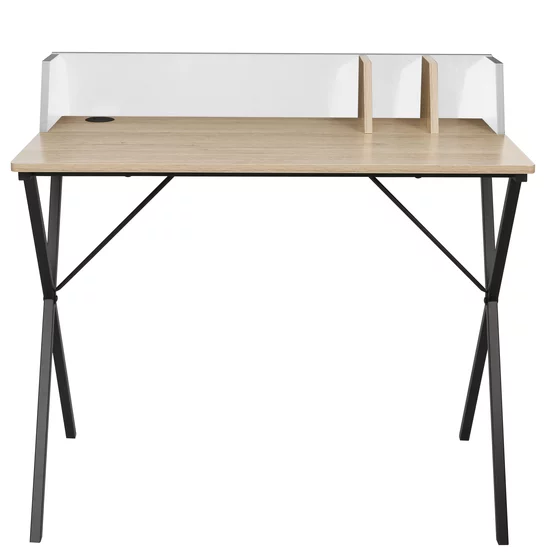 Birou Ivra, 90x50x85 CM, Metal/Pal Melaminat, Alb/Stejar picture - 2