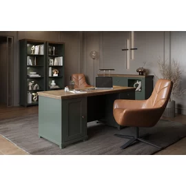 Birou Managerial Evora, 180x70x77 h cm, Verde/Stejar Lefkas