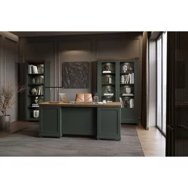 Birou Managerial Evora, 180x70x77 h cm, Verde/Stejar Lefkas
