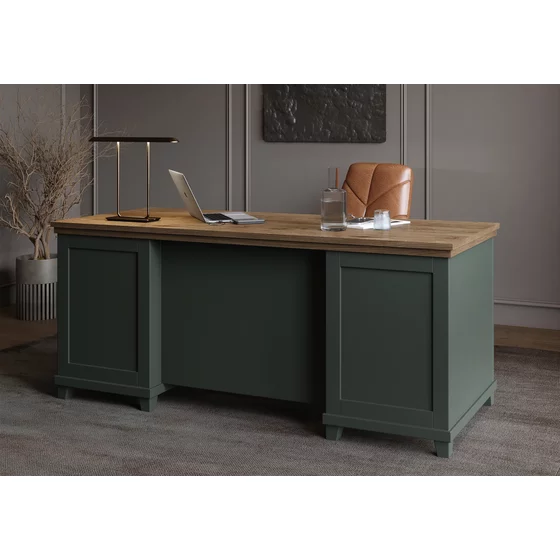 Birou Managerial Evora, 180x70x77 h cm, Verde/Stejar Lefkas picture - 3