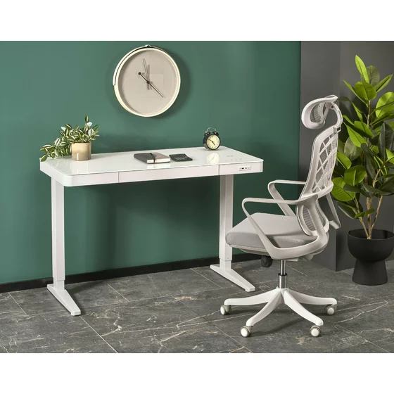 Birou Reglabil Pe Inaltime, Hansen 52, 120x60x77-120 cm, Metal/Sticla, Alb picture - 1