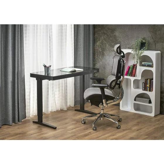 Birou Reglabil Pe Inaltime, Hansen 52, 120x60x77-120 cm, Metal/Sticla, Negru picture - 1