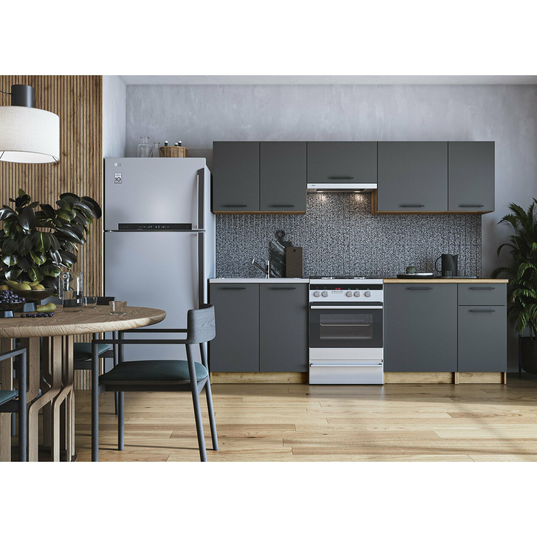 Bucatarie Daria 240 Stejar Craft/Antracit - Kalenda