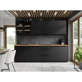 Bucatarie Sienna 260 cm, Negru Mat