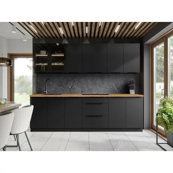 Bucatarie Sienna 260 cm, Negru Mat picture - 2