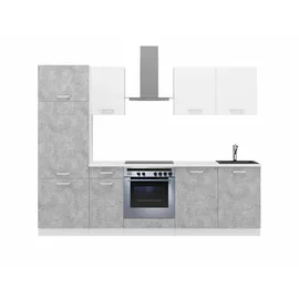 Bucatarie Toni 260 cm, Gri Beton/Alb