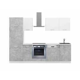 Bucatarie Toni 270 cm, Gri Beton/Alb