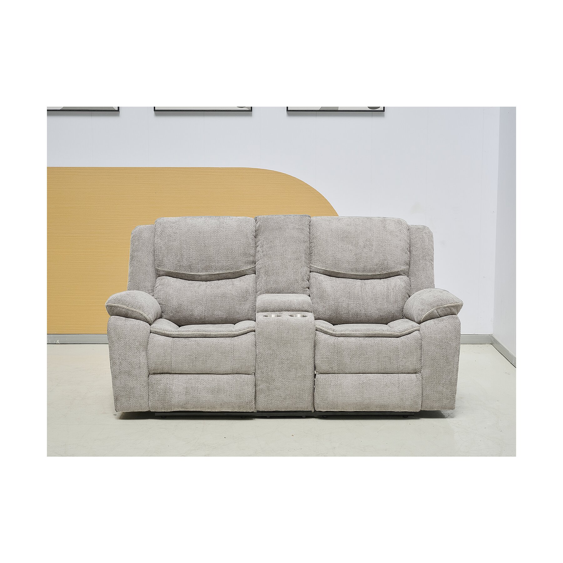 Canapea cu Recliner Arcadia 2L, 190x98x104 cm, Stofa, Crem