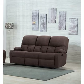 Canapea cu Recliner ASTHA 3R, 187x94x102 cm, Stofa, Maro