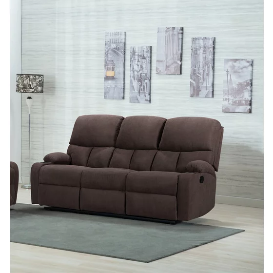 Canapea cu Recliner ASTHA 3R, 187x94x102 cm, Stofa, Maro picture - 1