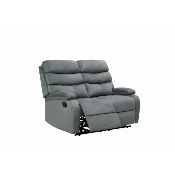 Canapea cu Recliner Denton 2L, 134x94x103 cm,  Stofa, Gri picture - 3