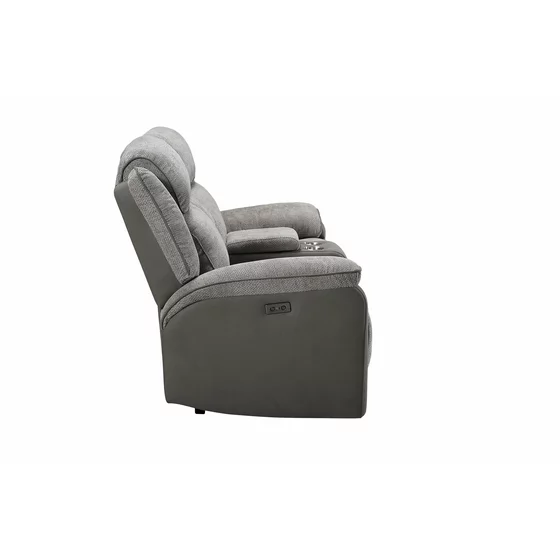 Canapea cu Recliner Electric si Bar, Orso 2RR, 197x98x104 cm, Stofa/Microfibra - Gri picture - 6