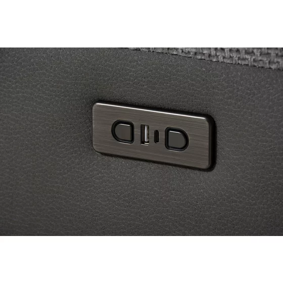 Canapea cu Recliner Electric si Bar, Orso 2RR, 197x98x104 cm, Stofa/Microfibra - Gri picture - 7