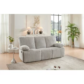 Canapea cu Recliner Siete 3RR, 227x100x102 h cm, Stofa Raiata, Beige