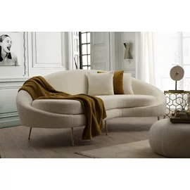 Canapea Eses Dreapta, 255x120x85 cm - Stofa Tip Boucle, Crem