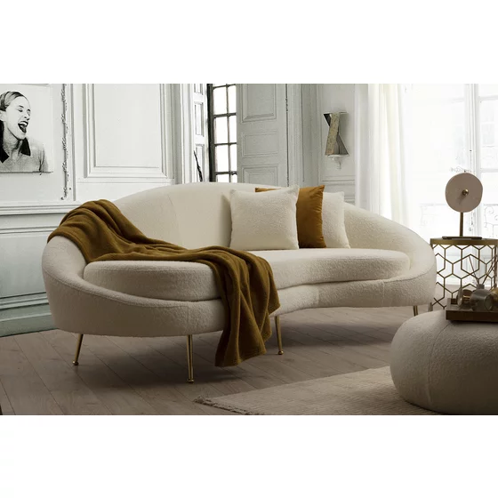 Canapea Eses Dreapta, 255x120x85 cm - Stofa Tip Boucle, Crem picture - 1