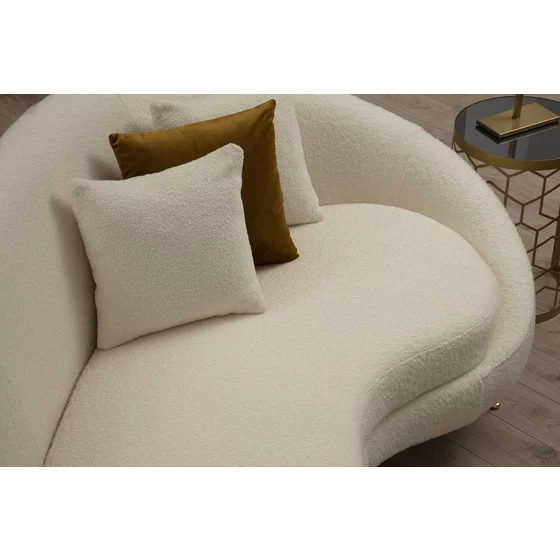 Canapea Eses Stanga, 255x120x85 cm - Stofa Tip Boucle, Crem picture - 2