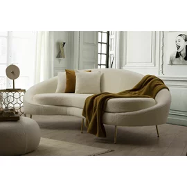 Canapea Eses Stanga, 255x120x85 cm - Stofa Tip Boucle, Crem