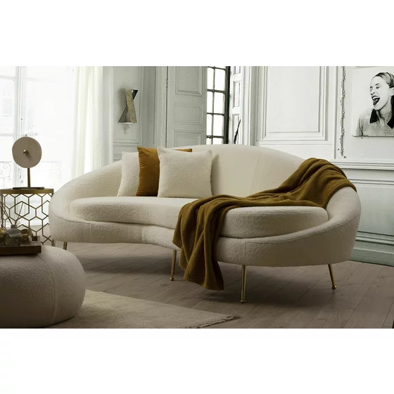 Canapea Eses Stanga, 255x120x85 cm - Stofa Tip Boucle, Crem picture - 1